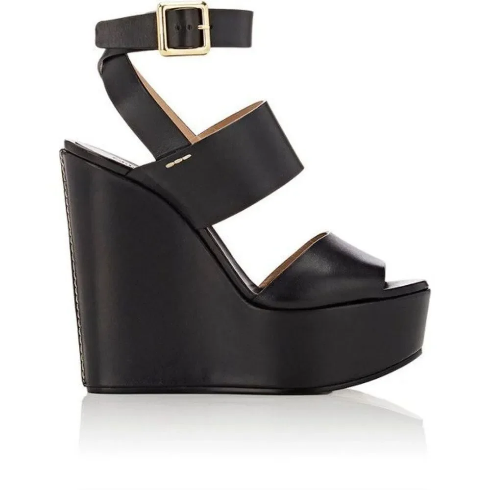Chloe Women's Black Platform Wedges - Picture 5 of 5